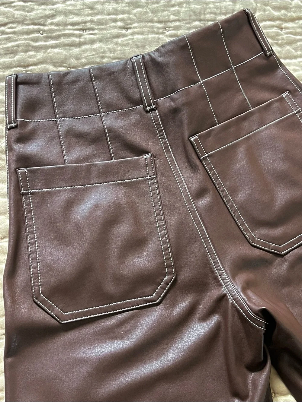 Colette Crop Wide-Leg Faux Leather Pants in Chocolate